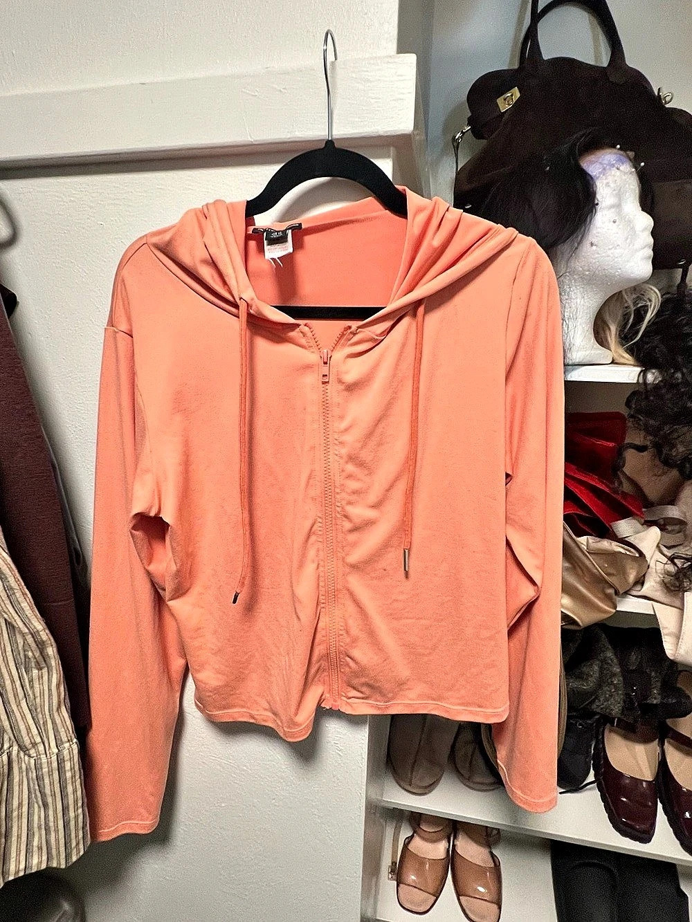 PrettyLittleThing Zip Hooded Top Orange Medium